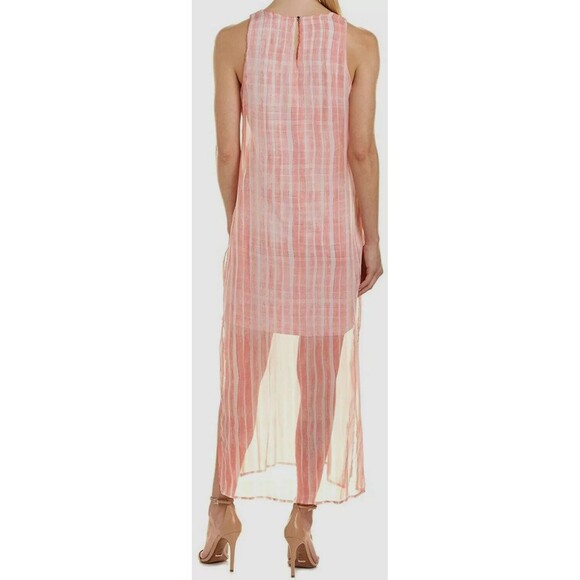 Vince Camuto Salmon Colored Water Striped Sleeveless Gauzy Summer Dress M NWT - Picture 1 of 8